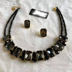 High quality black with stones Choker Necklace set for girl & women 0