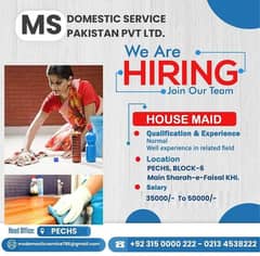 House Maid Required, Maid Jobs, Jobs Available, Need Domestic Staff
