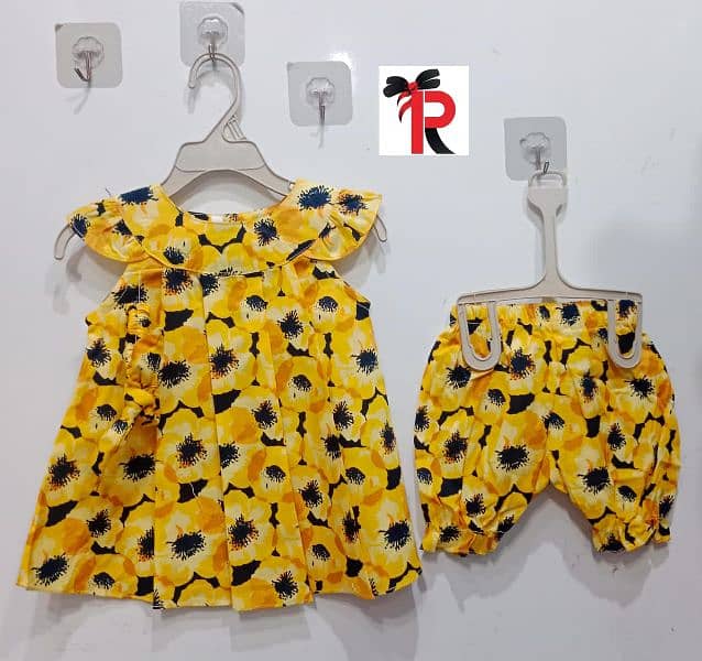 3pcs Printed Shorts Suit with Headband* 3