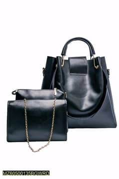 3 Pcs Womens Pu Leather Plain Shoulder Bag