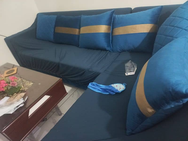 6 seater L Shape sofa new blue color 1