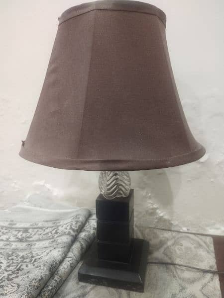 2 bedside wooden lamps with its shades 1