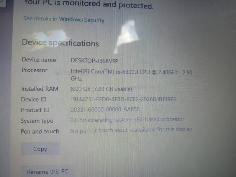 Dell i5 6th generation 8GB 256GB SSD 4