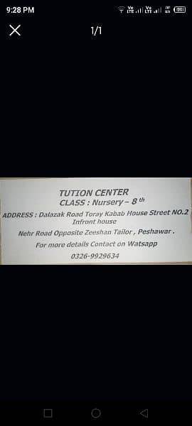 Tuition center for class Nur to 8 0