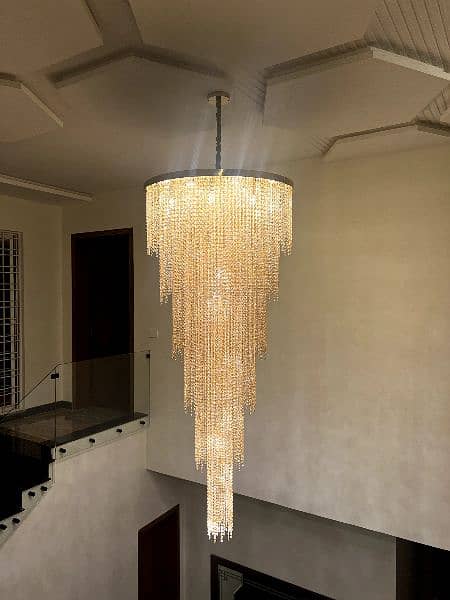 Fanoos crystal chandelier k9 jhummar hanging lights lamps lobby 1