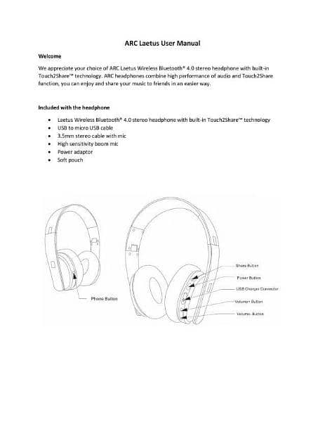Laetus Wireless Bluetooth 4.0 stereo headphone. 5