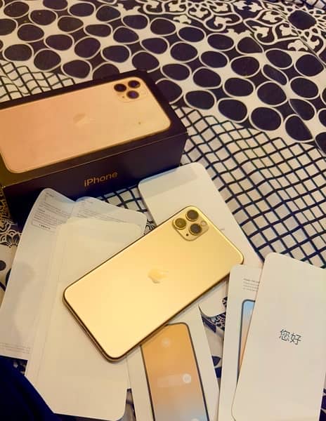 New iPhone 11 Pro Max 256GB Gold Colour  [PTA APPROVED DUAL SIMS] 1