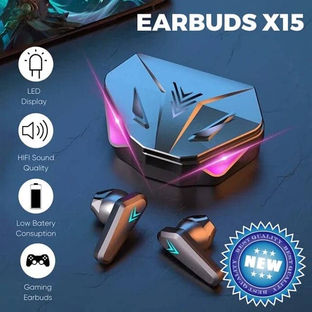 X15 TWS Gaming Earbuds Wireless Bluetooth Earphone 3