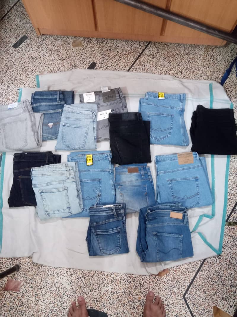Imported Used jeans, Export leftover jeans, Cotton jeans pants. 1