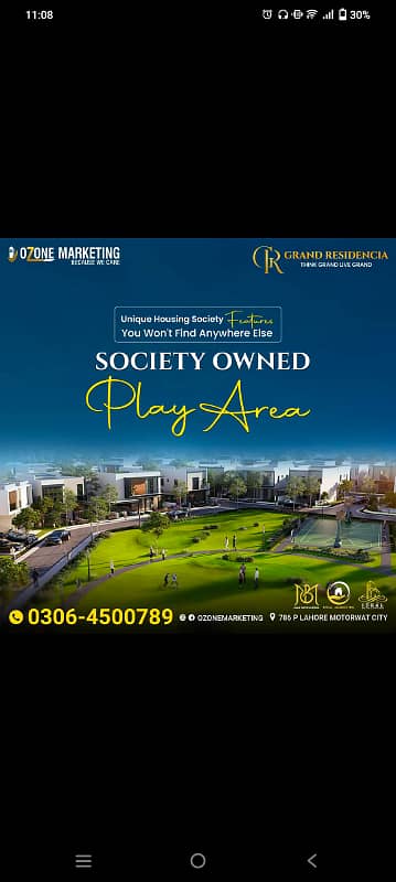 3 and 5 Marla plots Available for sale in living Society Grand Residencia 03064500789 3