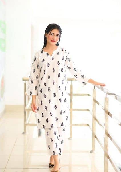 2pcs women's stitched linen printed shirt and trouser 18