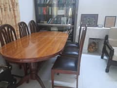 6 Seater wooden dining table with chairs. 0