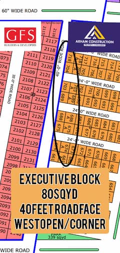 NORTH TOWN RESIDENCY PH. 1 Executive block 80sqyards plot main 40feet road westopen/Corner 0