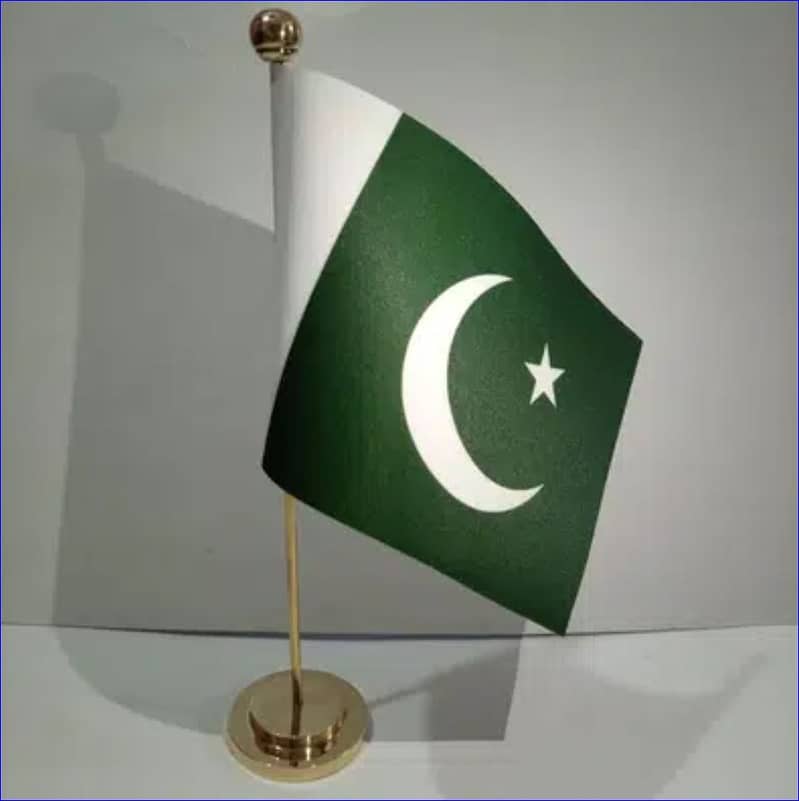 Office table desk flag with gold or silver metal flagpole base ,Lahore 5