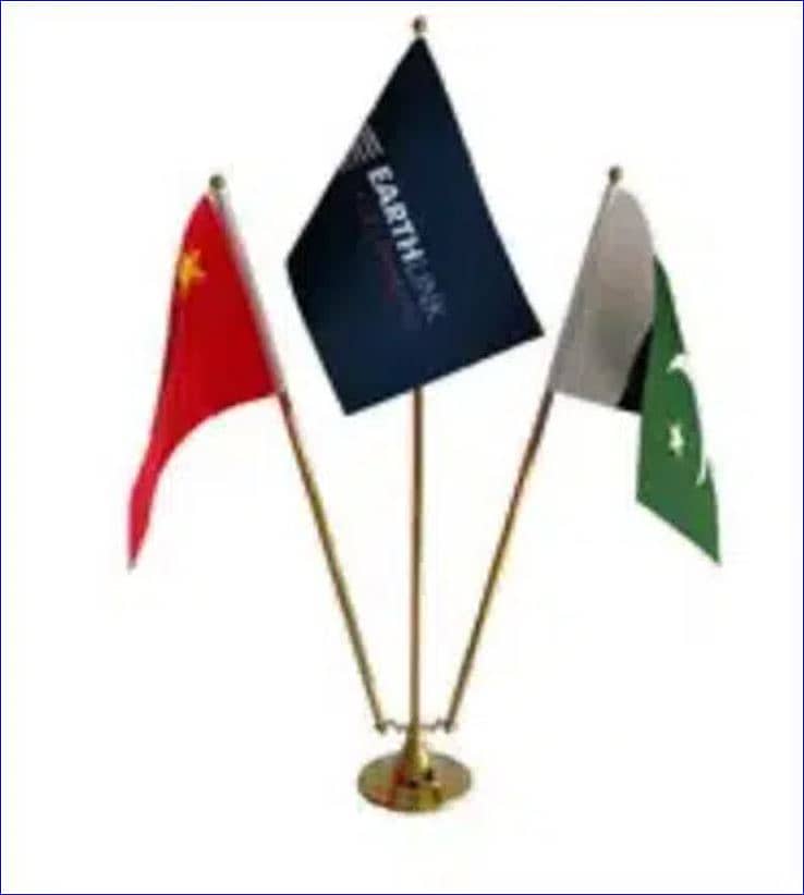 Office table desk flag with gold or silver metal flagpole base ,Lahore 9