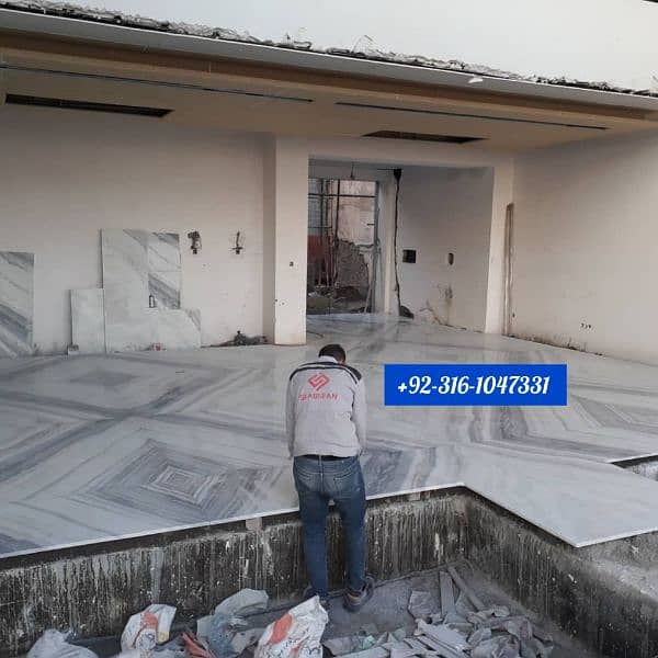 Bookmatch imported marble slabs for flooring and wall features 4