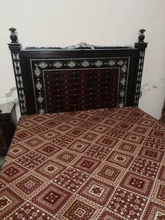 wood double bed with mattres