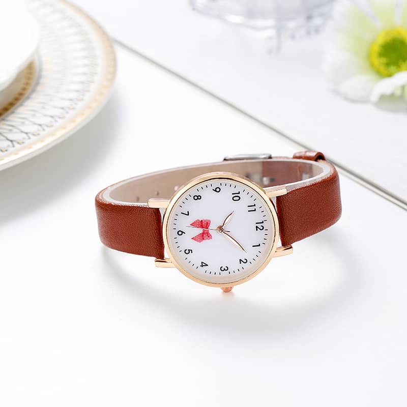 IMPORTED Wholesale Women'S Fashion Casual Simple Round Dial Bow Quartz 4