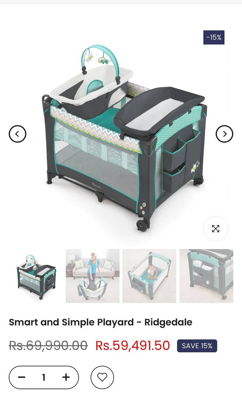 Baby/Kids Cot + Bassinet + Changing Table - 0-3yrs(Brand Ingenuity) 1