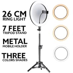 26CM Selfie LED Ring Light 7 Feet Tripod Stand K11 mic vlogging kit 0