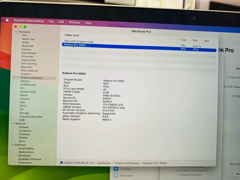 MacBook Pro 15.4” 2019 i9/32/512 4GB GPU 2