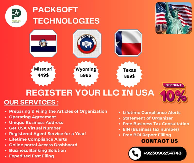 PackSoft Technologies offers Company Registration Services in USA & UK 0