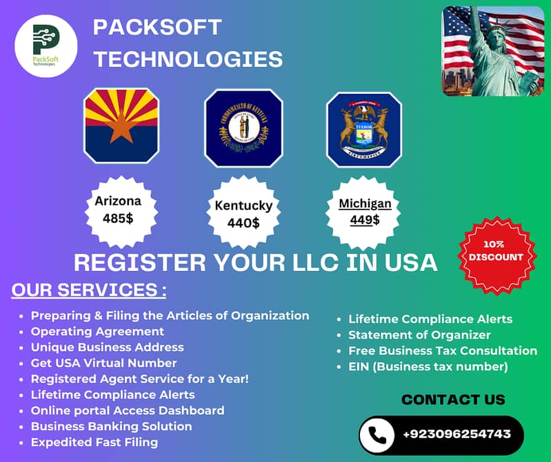 PackSoft Technologies offers Company Registration Services in USA & UK 2