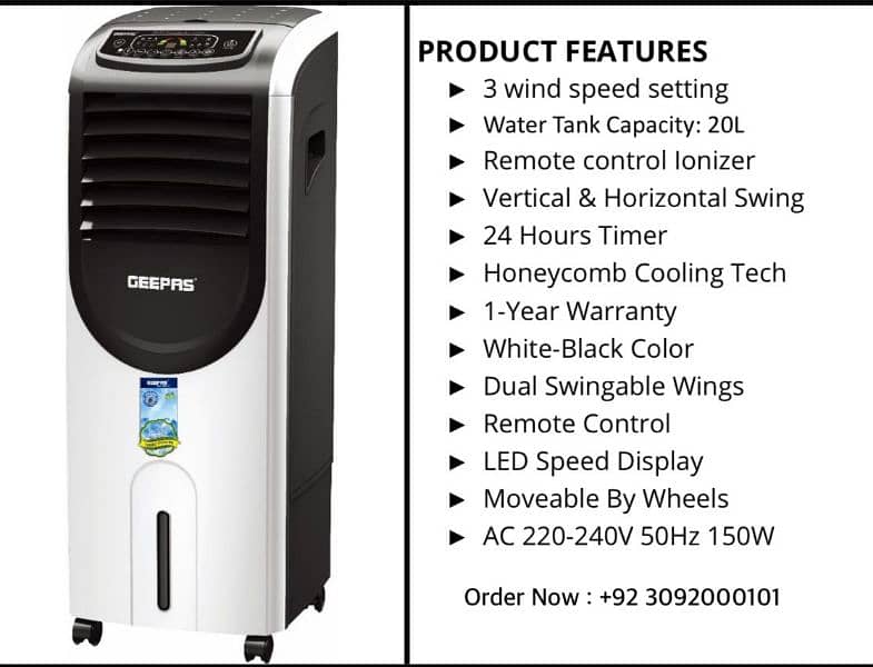 Geepas Brand New Box Peck Air Cooler Model Delivery Available 2