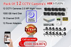 12 CCTV Cameras Pack Ultra HD Resolution (1 Year Warranty)