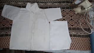Baby suit half sleeves shirt and shalwar white colour