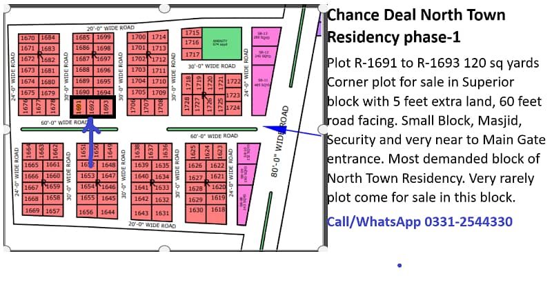 PLOT SALE IN NORTH TOWN RESIDENCY PHASE 01 SUPERIOR BLOCK 1