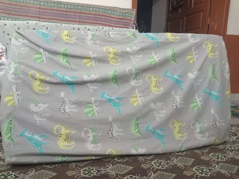 Kids mattress very less used almost new with 4 bed sheets 1