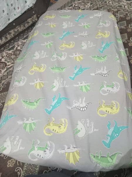 Kids mattress very less used almost new with 4 bed sheets 2