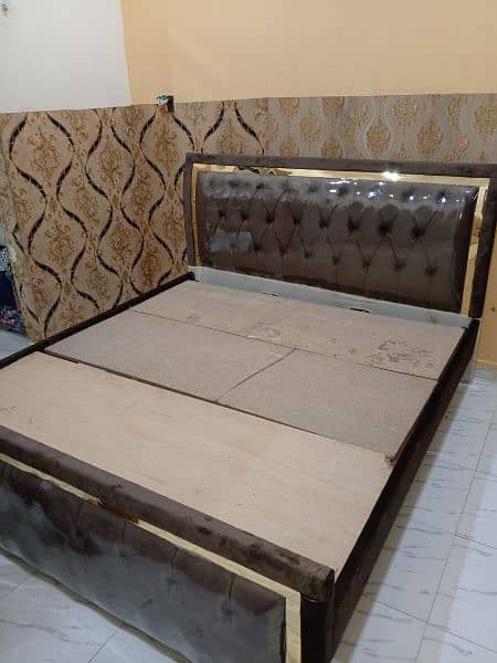 king size bed/double bed set/velvet cushion bed 3
