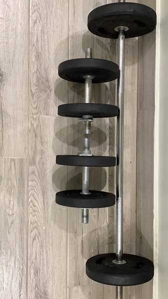 Dumbells and barbells plates and Rod 1