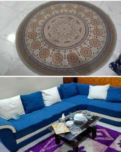L shaped Sofa with turkish carpet and sofa cover