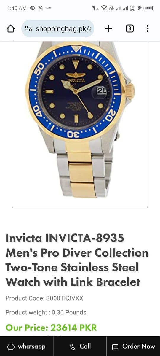 Invicta Men's Pro Diver Collection Two-Tone Stainless Steel Watch 9