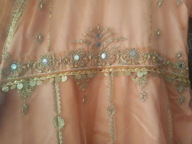 long maxi frock peach colour stitched dressed 3