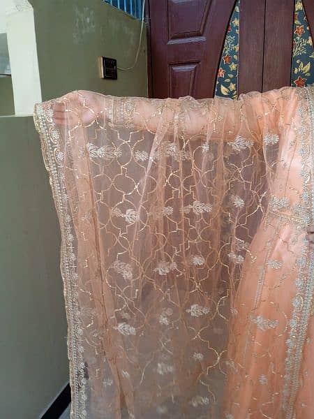 long maxi frock peach colour stitched dressed 4