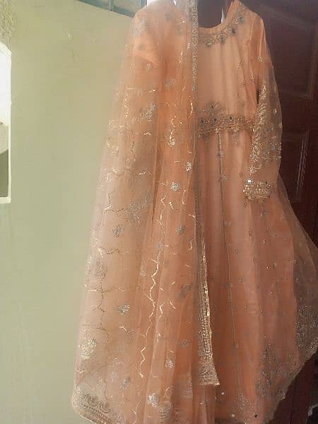 long maxi frock peach colour stitched dressed 5