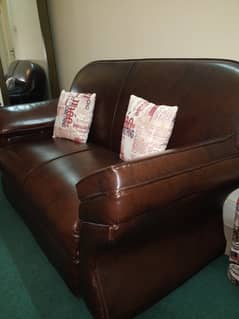Leather sofa dark brown color
