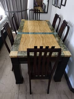 Marble Dining table / Sheesham wood Chairs