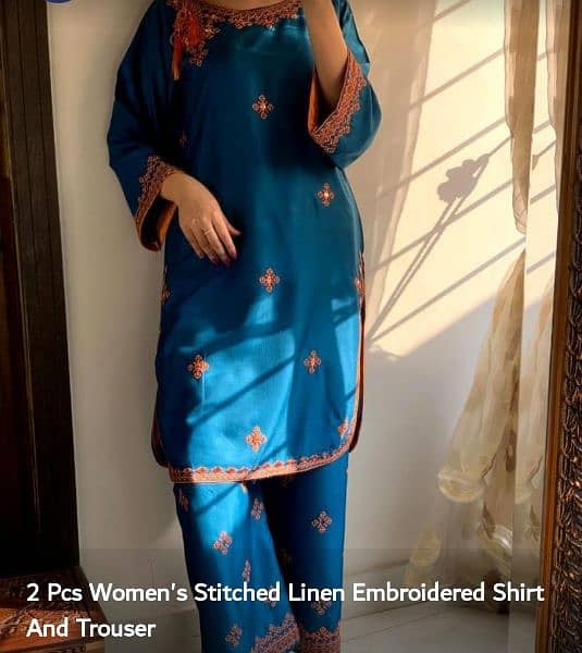 women's stitched kattan silk embroidered shirt and trouser 9