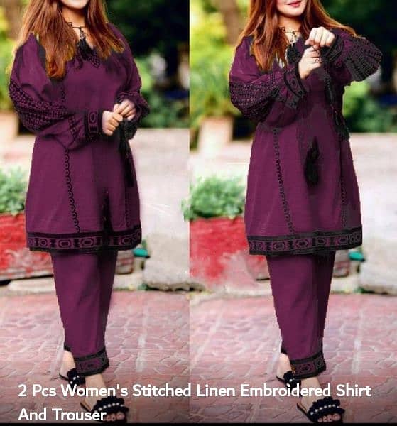 women's stitched kattan silk embroidered shirt and trouser 10