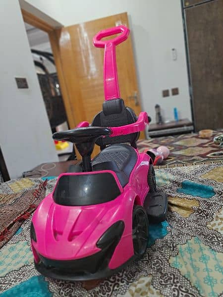 Baby Car Used Pink Color With Handle 1