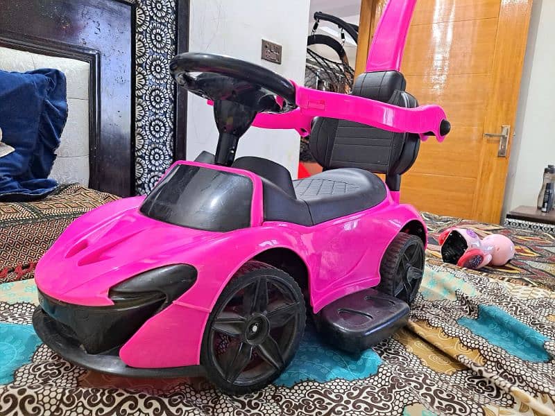 Baby Car Used Pink Color With Handle 2