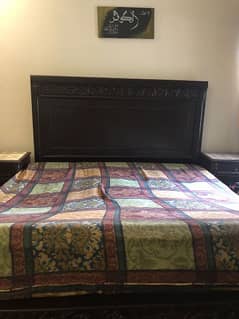 Wooden Bed with mattress 0