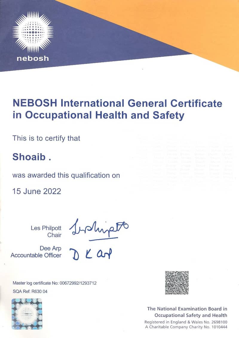 Nebosh report/IOSH/PMP/Aosh/OSHA/NVQ, othm level 6/skill_base_diploma 2