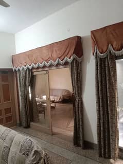 curtains with wooden boxs