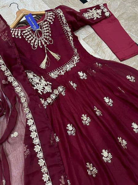 Neck,Sleevee,Front Embroidered Maxi With Emb Dupatta 3Pcs 2
